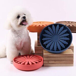 Portable Travel Colorful Food Grade Silicone Rubber Round Pet Cat DogBowls1 Pack